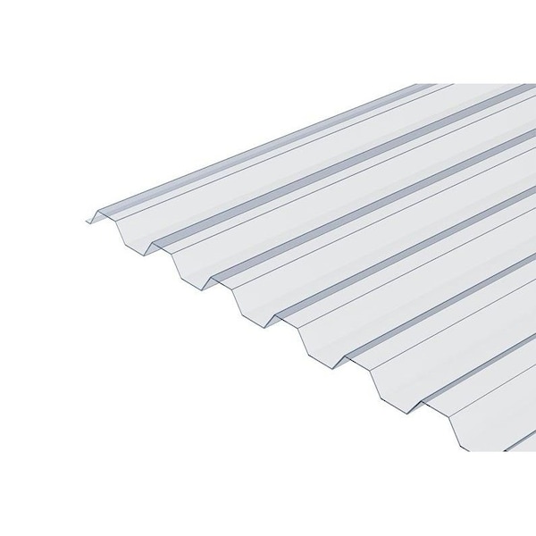 Ejoy 72 in. L x 21 in. W Corrugated Polycarbonate Plastic Trapezoid Clear Roofing Panel PVCRoofSheet_TrapezoidClear_1pc - main